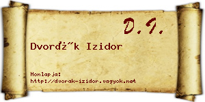 Dvorák Izidor névjegykártya